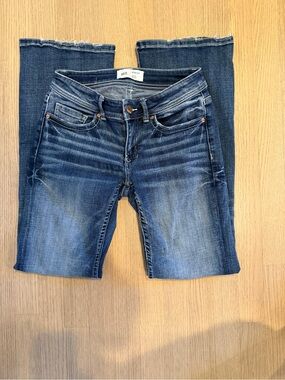 BKE Medium Indigo Boot-Cut Jeans with Faded Whiskering